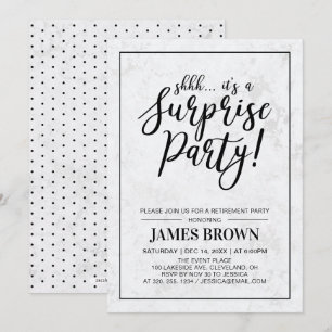 Black & Marble   Modern Surprise Retirement Party Invitation