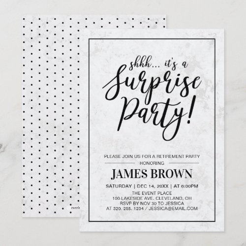 Black & Marble | Modern Surprise Retirement Party