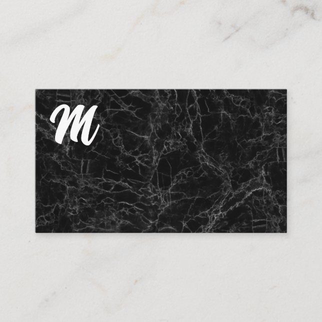 Black Marble | Monogram  Business Card (Front)