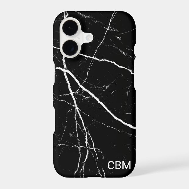 Black Marble Monogram Iphone Case (Back)