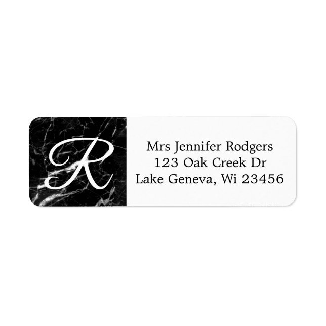 Black Marble Monogrammed Label (Front)