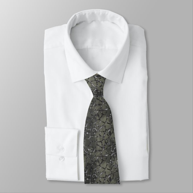 Black Marble Mosaic Glass Pattern  Tie (Tied)