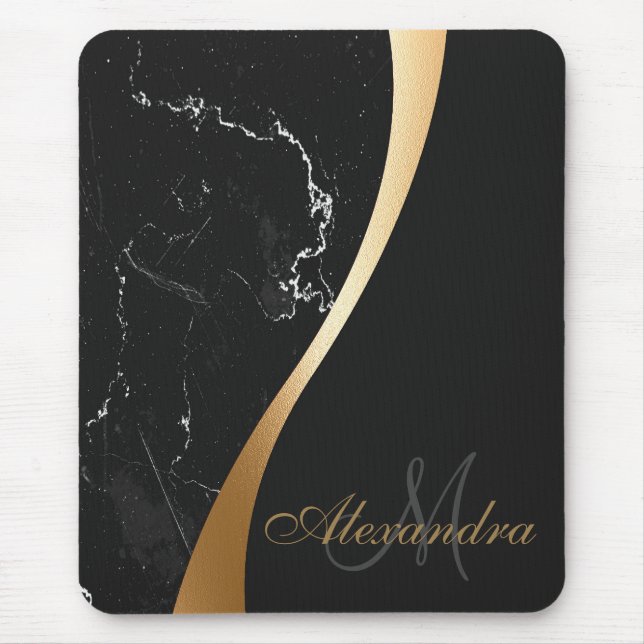 Black Marble Mouse Pad (Front)
