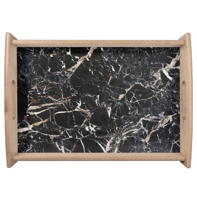 Black marble: natural abstract texture. serving tray (Front)