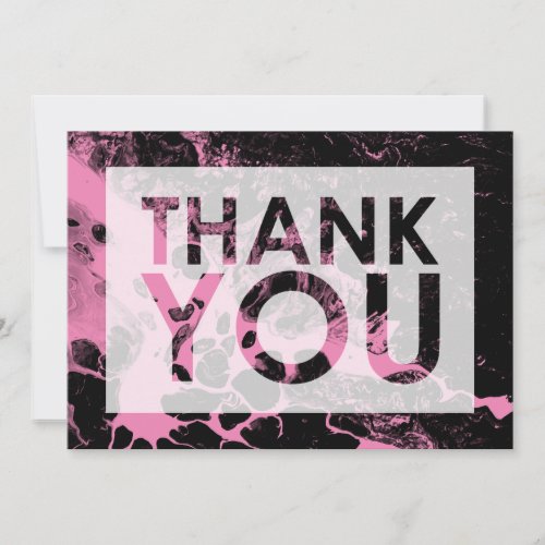 Black Marble Over Bright Pink with Cutout Thank You Card