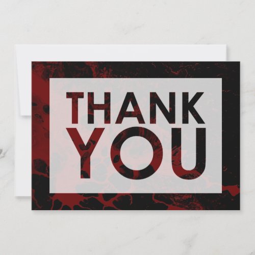 Black Marble Over Burgundy Red with Cutout Thank You Card