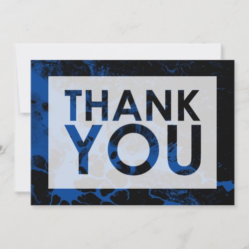 Black Marble Over Deep Blue with Cutout Thank You Card