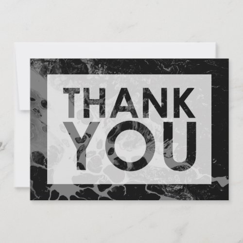 Black Marble Over Gray with Cutout Thank You Card