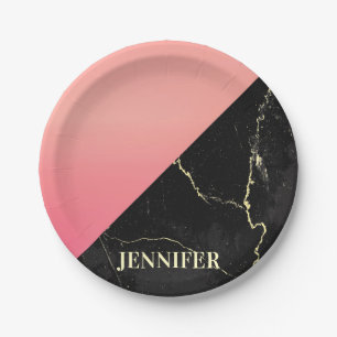 Black Marble Paper Plates