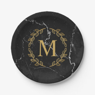 Black Marble Paper Plates
