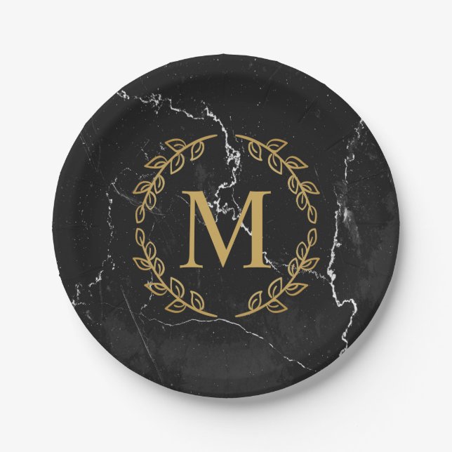 Black Marble Paper Plates (Front)