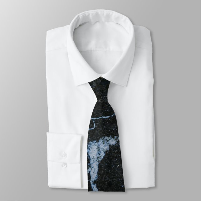 Black Marble Pattern Neck Tie (Tied)