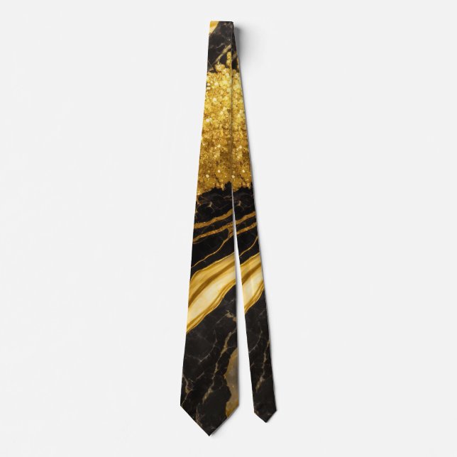 Black Marble Pattern with Gold Neck Tie (Front)
