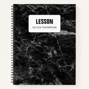 Black Marble Personalized Lesson Composition Notebook