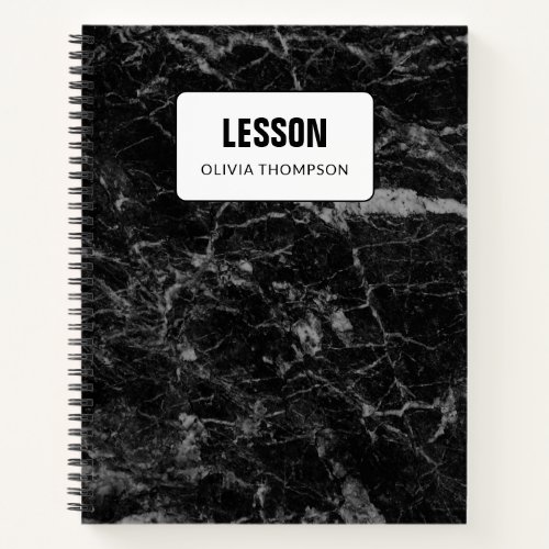 Black Marble Personalized Lesson Composition Notebook