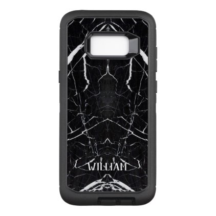 Black marble Personalized Name OtterBox Defender Samsung Galaxy S8+ Case