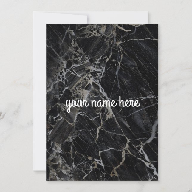 Black Marble Personalized Notecard (Front)