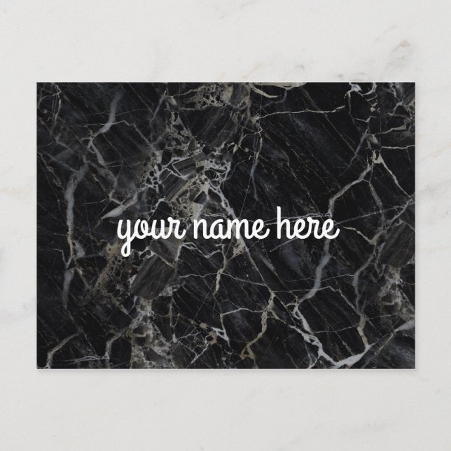 Black Marble Personalized Postcard (Front)