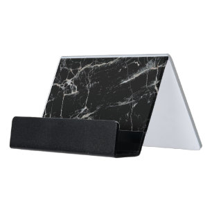 black marble photo desk business card holder
