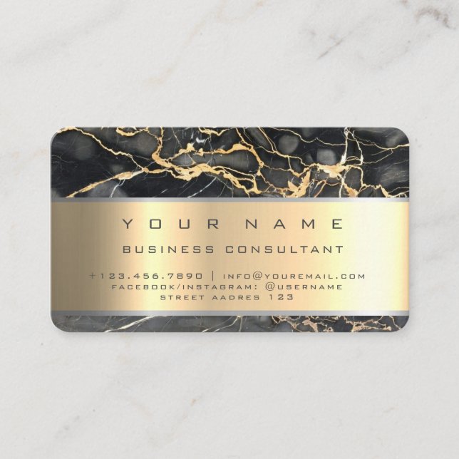 Black Marble Professional Business Consultant Business Card (Front)