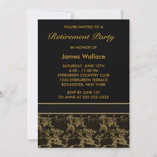 Black Marble Retirement Party Invitation