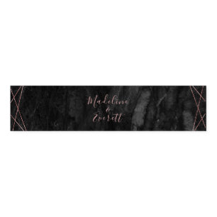 Black Marble Rose Gold Lines Geo Wedding Monogram Napkin Bands