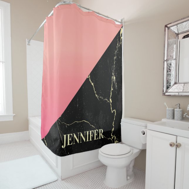 Black Marble Shower Curtain (In Situ)