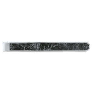 Black marble silver finish tie bar