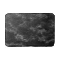 Black Marble Silver Trim Men's Bathroom Bath Mat