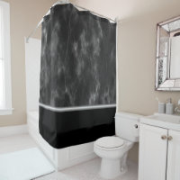 Black Marble Silver Trim Men's Shower Curtain