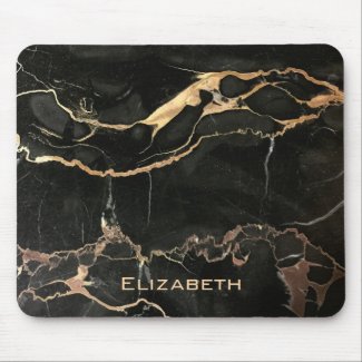 Black Marble Slab with Name Mouse Pad
