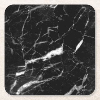Black Marble Square Paper Coaster