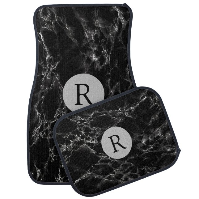 Black Marble Stone Car Floor Mat Custom Letter (Set)