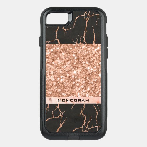 Black Marble Stone  Gold Glitter Modern Geometric OtterBox Commuter iPhone SE87 Case