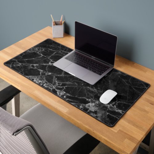 Black Marble Stone Look Desk Mat