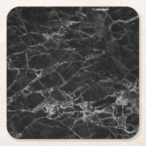 Black Marble Stone Look Square Paper Coaster