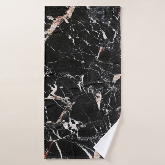 Black marble stone natural background abstract mar bath towel (Bath Towel)