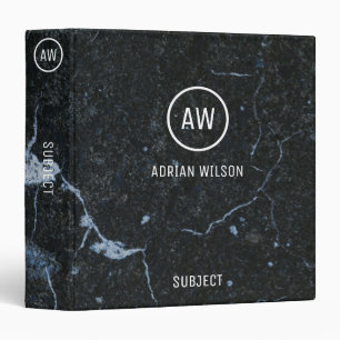 Black Marble Stone Pattern 3 Ring Binder