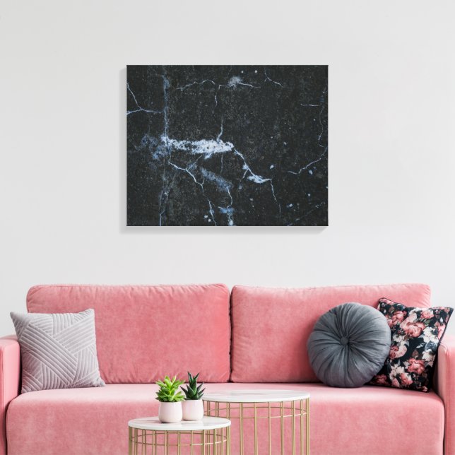Black Marble Stone Pattern Canvas Print (Insitu(LivingRoom))
