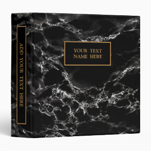 Black Marble Stone - Personalized - 3 Ring Binder