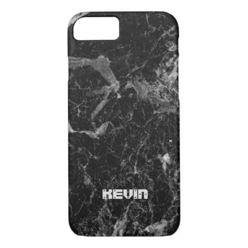 Black Marble Stone Texture Monogram iPhone 87 Case