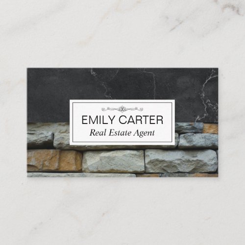 Black Marble  Stones  Real Estate Agent Business Card