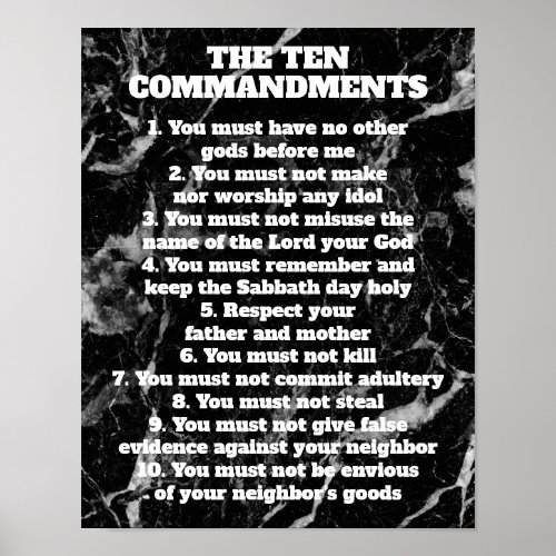 Black Marble Ten Commandments Bible Sign