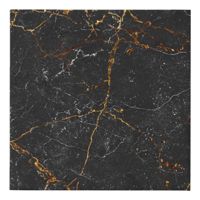 Black marble texture background, natural marble ti faux canvas print (Front)