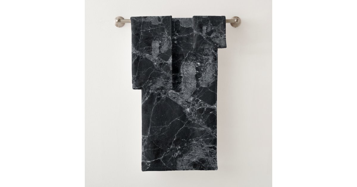 Black marble texture bath towel set Zazzle