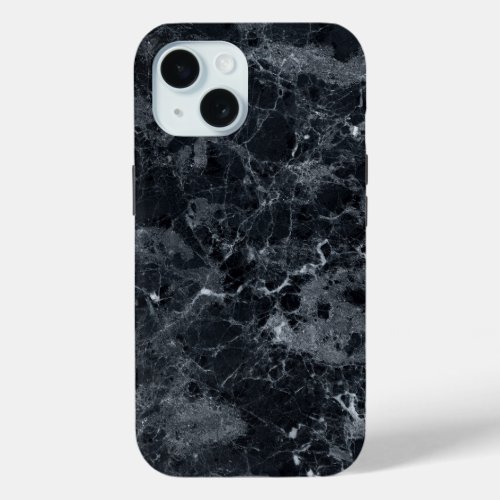 Black Marble Texture iPhone 15 Case