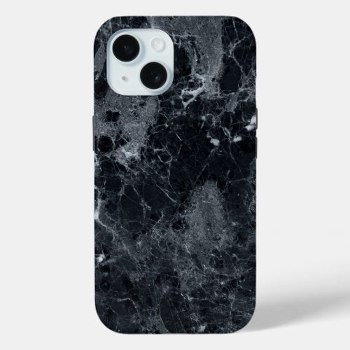 Black Marble Texture iPhone 15 Case