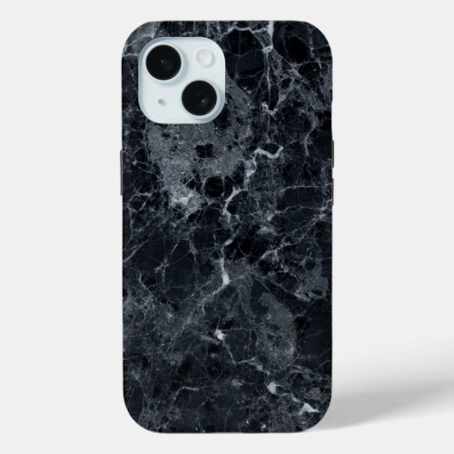 Black Marble Texture iPhone 15 Case