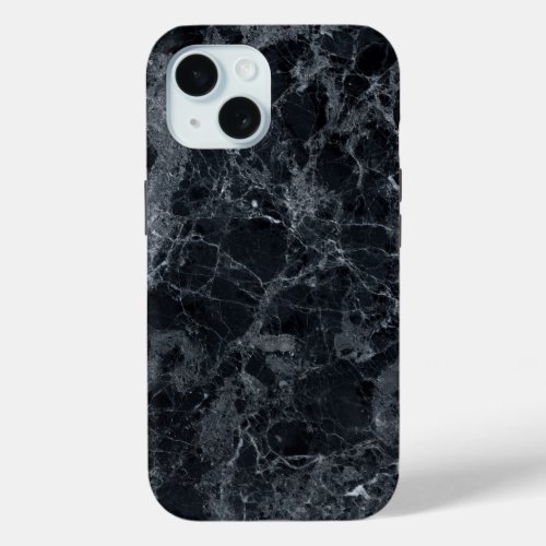 Black Marble Texture iPhone 15 Case