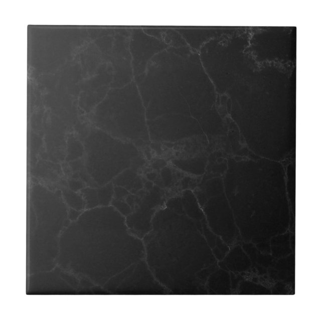 Black Marble Texture Ceramic Tile 4.25 Inch Square (Front)
